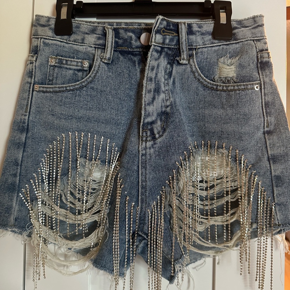 Jeans Short with brilliant applications size S but run small